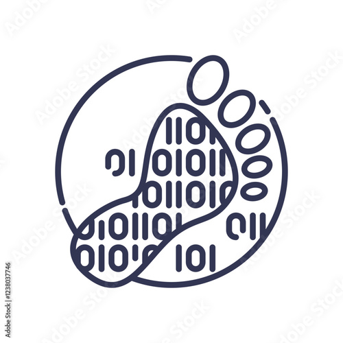 Digital footprint with binary code, symbolizing data trace removal.