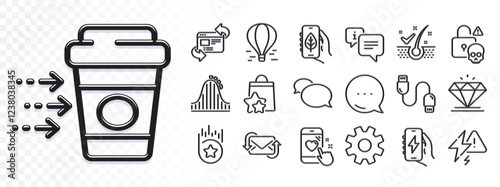 Roller coaster, Loyalty points and Cyber attack line icons for web app. Glare of light effect. Message icon. Pack of Diamond, Messenger, Ecology app pictogram icons. Vector