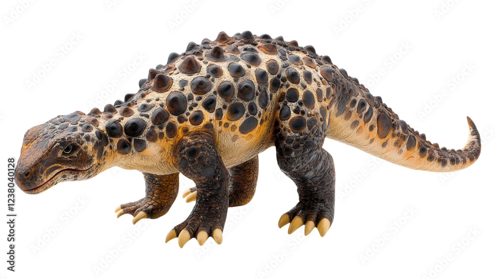 Obraz premium 3D Ankylosaurus Model with Club Tail, isolated on white, featuring transparent background for versatile use and clear visibility
