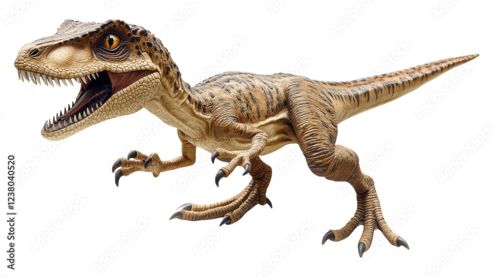 Dynamic Velociraptor 3D Model, intricately designed, showcased in an action pose, clear transparent background for versatile use. Dynamic Velociraptor 3D Model, intricately designed, showcased in an action pose, clear transparent background for versatile use.