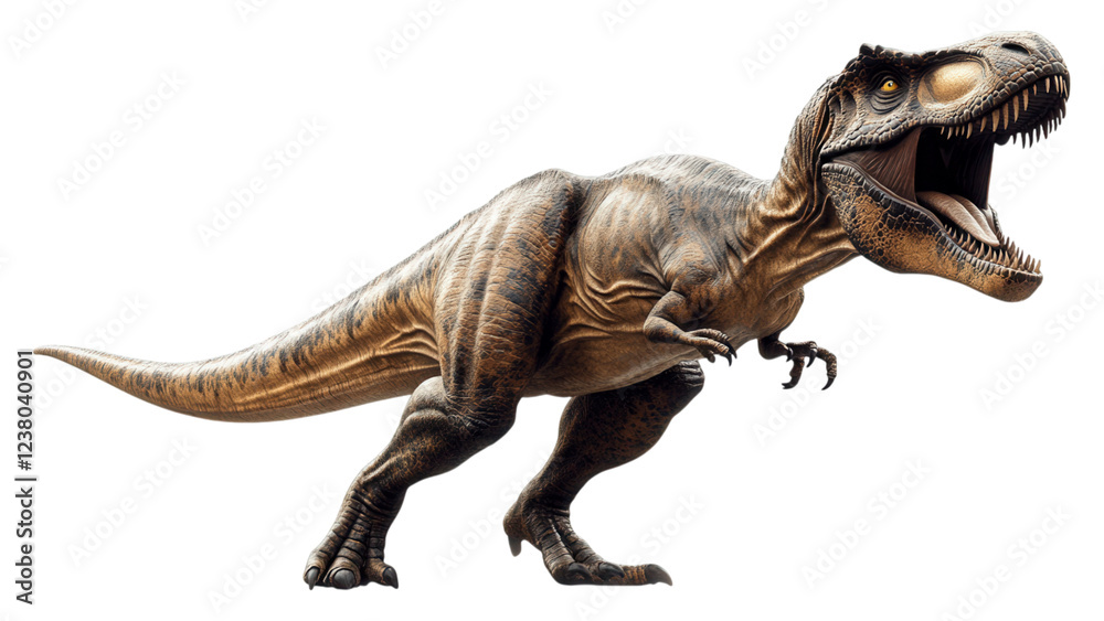 T-Rex Silhouette Roaring on White Background, Bold dinosaur figure exuding power, ideal for dynamic design applications.