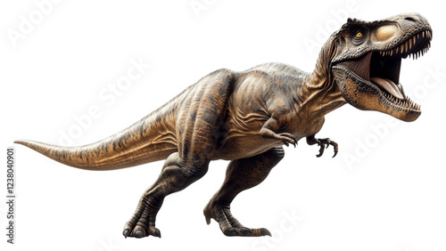 Obraz na płótnie T-Rex Silhouette Roaring on White Background, Bold dinosaur figure exuding power, ideal for dynamic design applications. w salonie