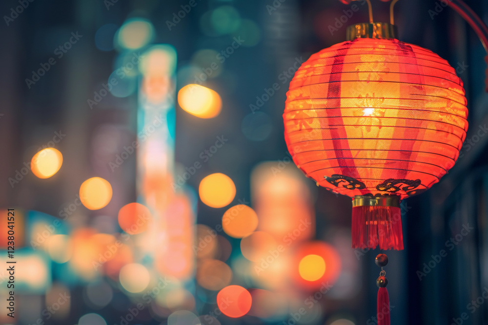 Beautiful holiday composition for happy celebrate chinese festival of lanterns, abstract vivid composition consists of fictional unreal fantastic vision on background