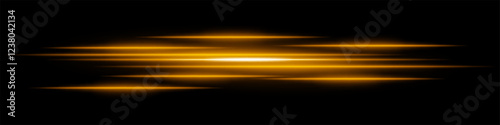 Abstract light streaks background. Glowing orange horizontal lines with motion blur effect on a dark backdrop. Futuristic speed, energy flow, laser beams, and technology concept.