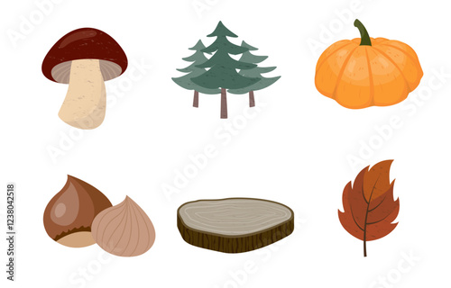 Autumn themed Illustrations of nature and harvest illustration