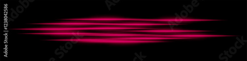Abstract red light streaks background. Glowing horizontal lines with motion blur effect on a dark backdrop. Futuristic speed, energy flow, laser beams, and technology concept.