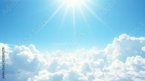 Radiant Sun Above Serene Cloudscape: A Heavenly Vista