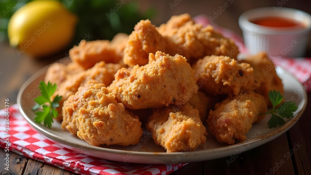 chicken nuggets with french fries and sauce chicken nuggets with french fries and sauce