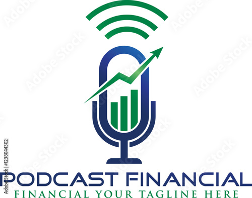 Finance podcast logo design. Financial talk show and money radio vector design. Finance, economics, and investment discussion logotype