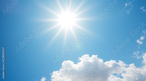 Bright Sun, Fluffy Clouds: A Serene Summer Sky