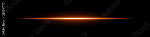 Glowing orange horizontal light beam on a dark background. Futuristic laser effect, energy burst, neon illumination, and sci-fi digital glow concept.