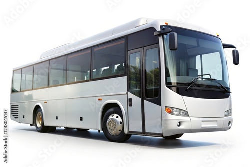 Stock photo: A pristine white city bus, side view, ideal for transportation or travel themes.