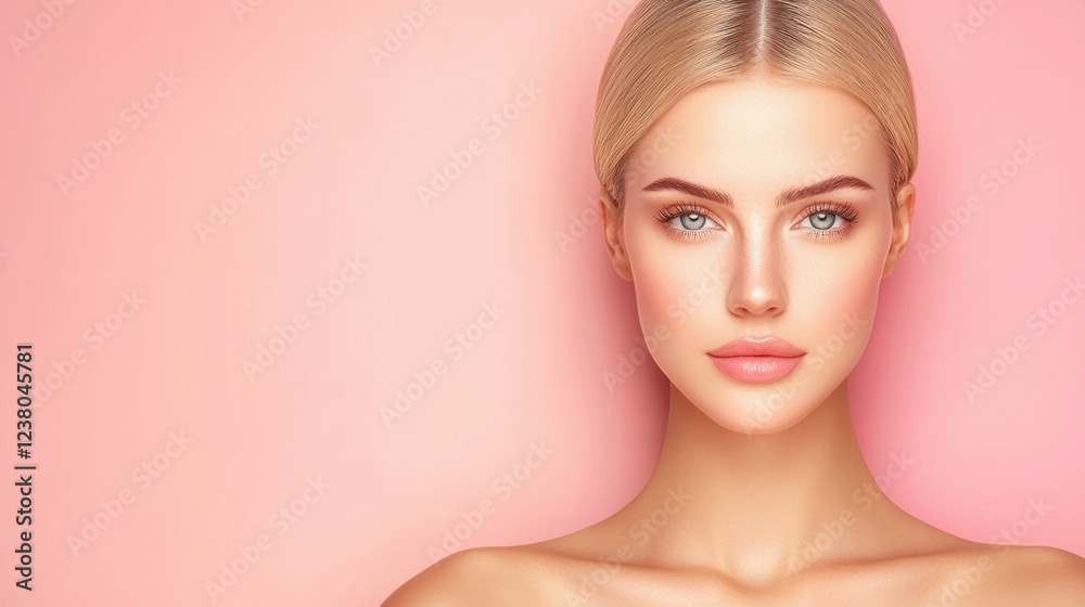 Beauty portrait of model with flawless skin studio photography soft lighting close-up aesthetic appeal Beauty portrait of model with flawless skin studio photography soft lighting close-up aesthetic appeal