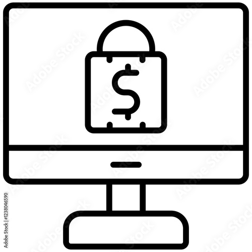 Ransomware Line Icon Style