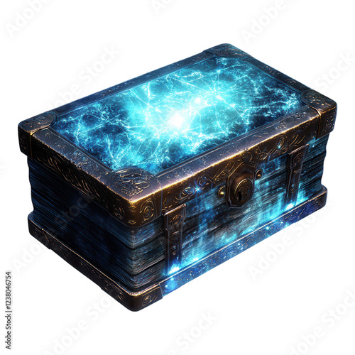 Fantasy treasure chest radiating a mystical glow, enchanting design, perfect for digital art or game assets, transparent background. photo