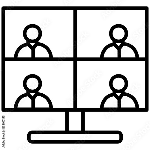 Online Meeting Line Icon Style
