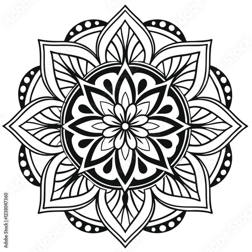 MANDALA DESIGN BLACK AND WHITE COLORE