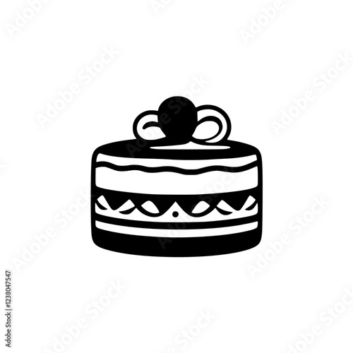 A delectable cake, perfect for birthdays or any special occasion. This image showcases a rich, layered cake adorned with a charming bow, capturing the essence of sweetness and celebration.
