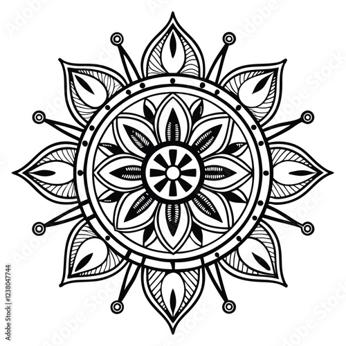 MANDALA DESIGN BLACK AND WHITE COLORE