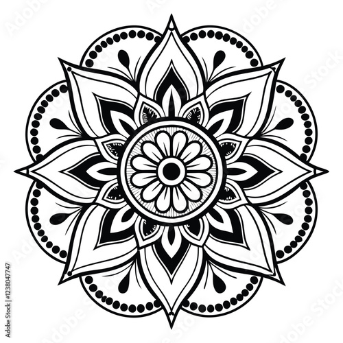 MANDALA DESIGN BLACK AND WHITE COLORE