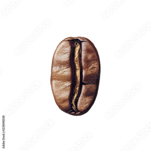 illustration of a cracked coffee bean showing the inner layer, isolated on a white background 