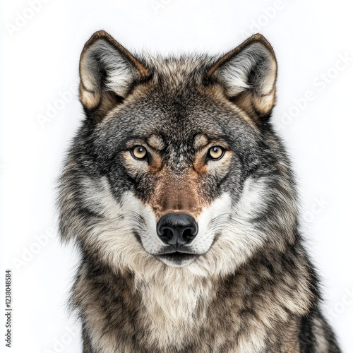 Wolf isolated on white background for wildlife marketing campaigns photo