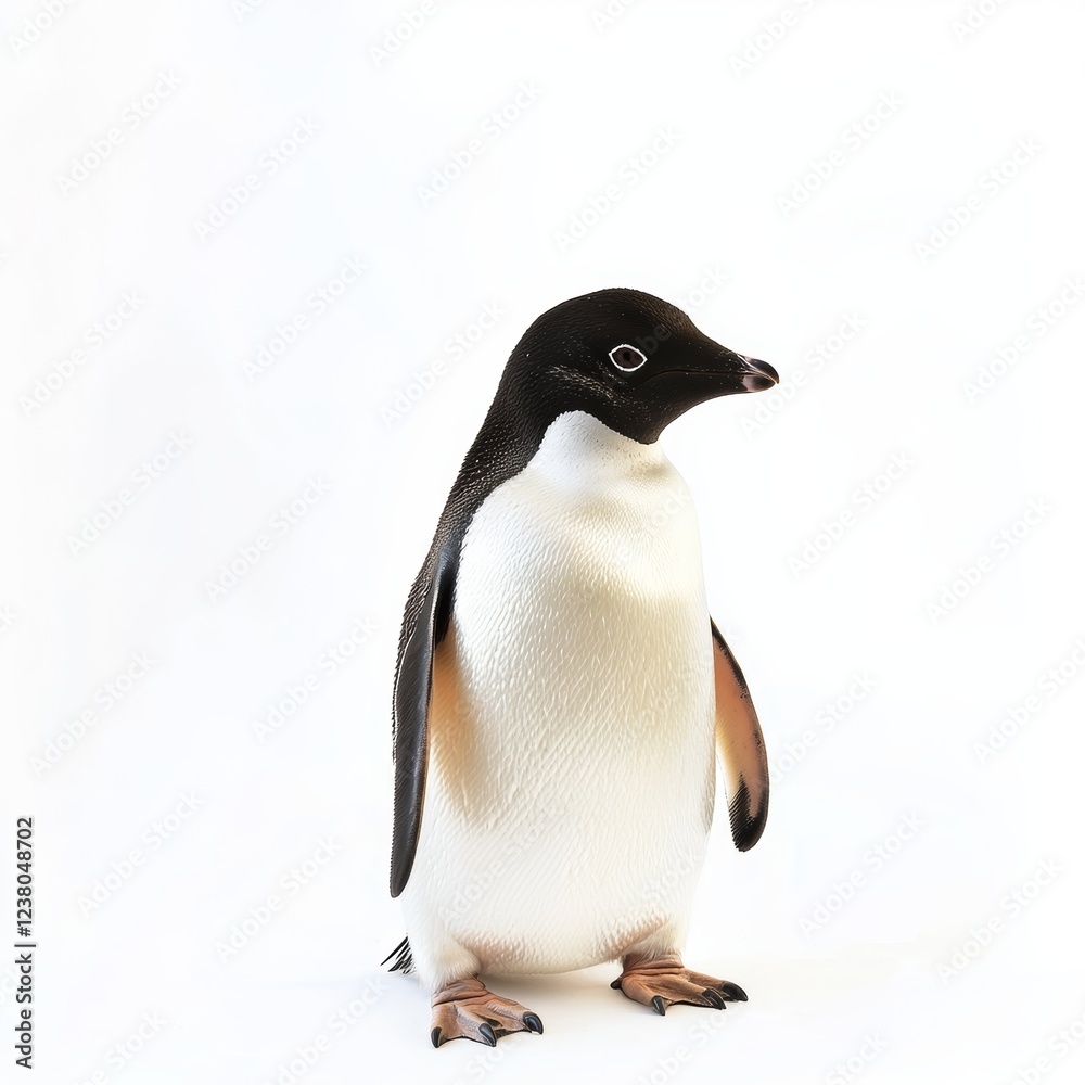 Obraz premium Adelie Penguin isolated on white background for wildlife marketing campaigns