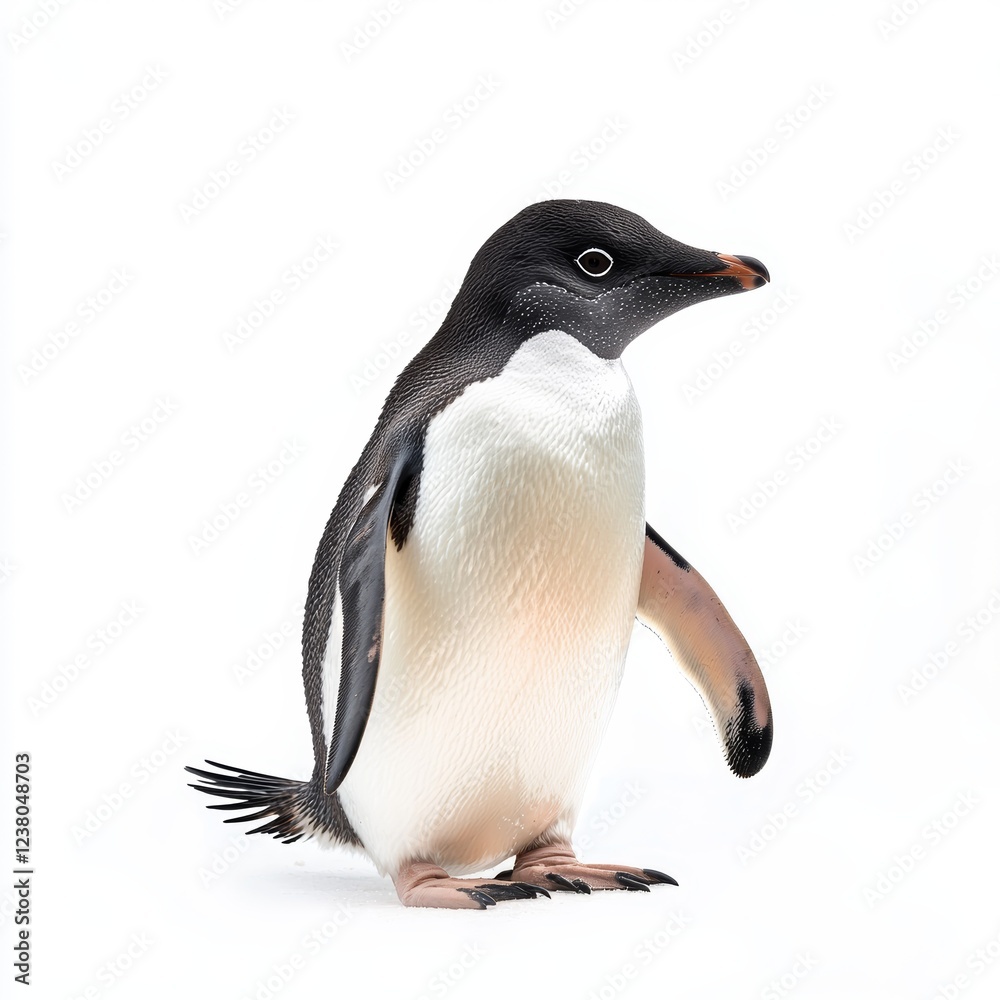 Obraz premium Adelie Penguin isolated on white background for wildlife marketing campaigns
