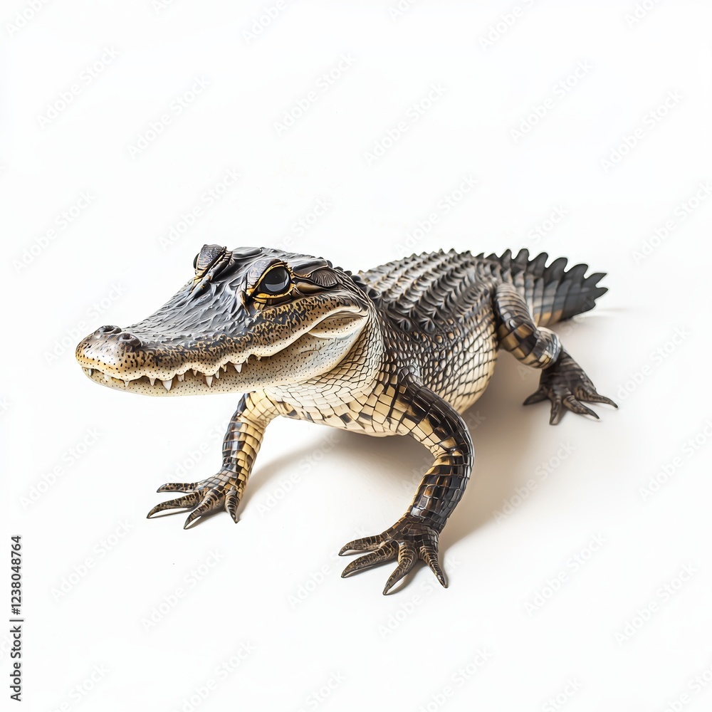 Naklejka premium Alligator isolated on a white background for wildlife and marketing campaigns