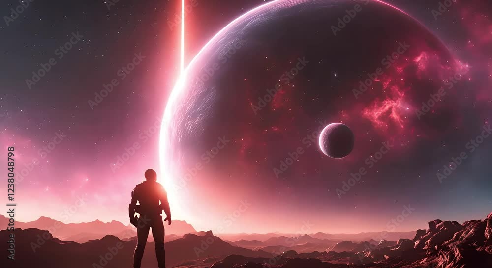 sci-fi pink nebula in space sci-fi pink nebula in space