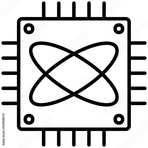 Quantum Computing Line Icon Style