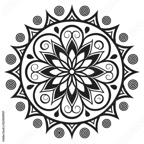 MANDALA DESIGN BLACK AND WHITE COLORE