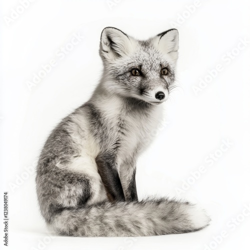 Arctic Fox Isolated on White Background for Wildlife Photography and Marketing Campaigns
