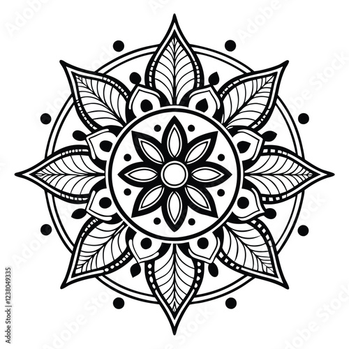 MANDALA DESIGN BLACK AND WHITE COLORE