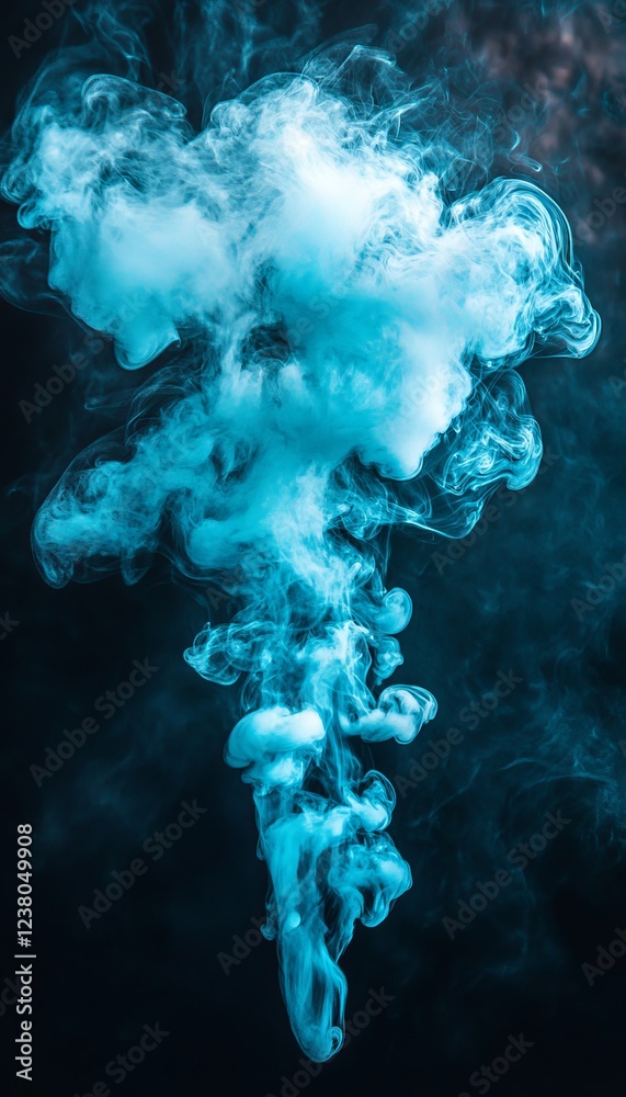 Abstract Blue and White Smoke Wave, Dreamy and Serene Textured Background on a Dark Backdrop. Abstract Blue and White Smoke Wave, Dreamy and Serene Textured Background on a Dark Backdrop.