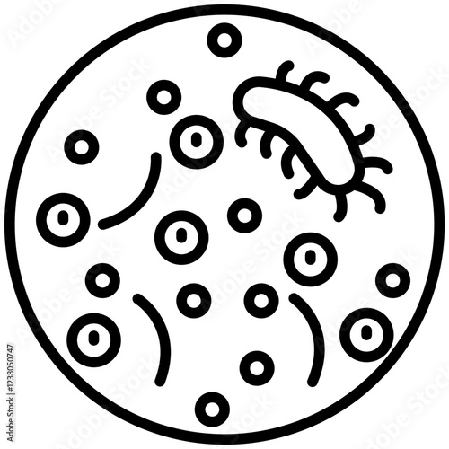 Bacteria Line Icon Style