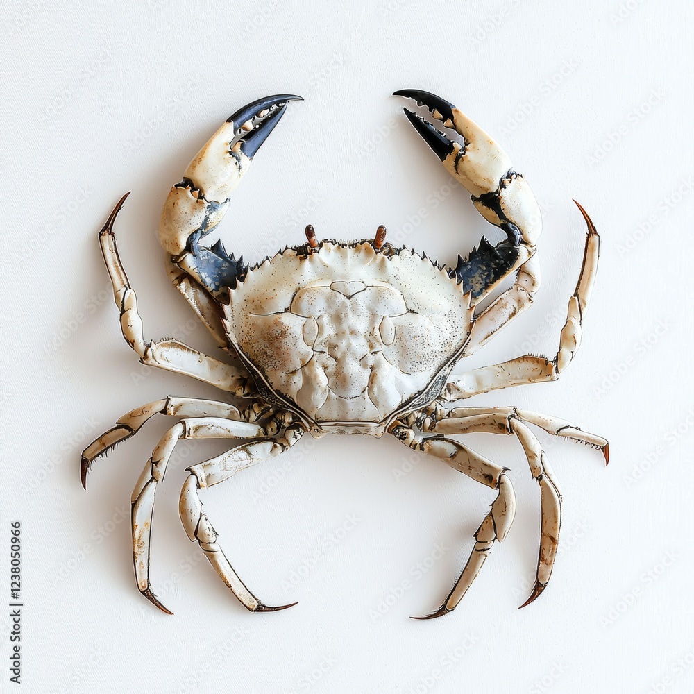 Crab isolated on white background for food or wildlife marketing campaigns Crab isolated on white background for food or wildlife marketing campaigns