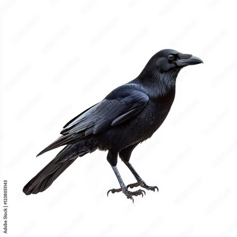 Fototapeta premium Crow Isolated on White Background for Wildlife Marketing Campaigns