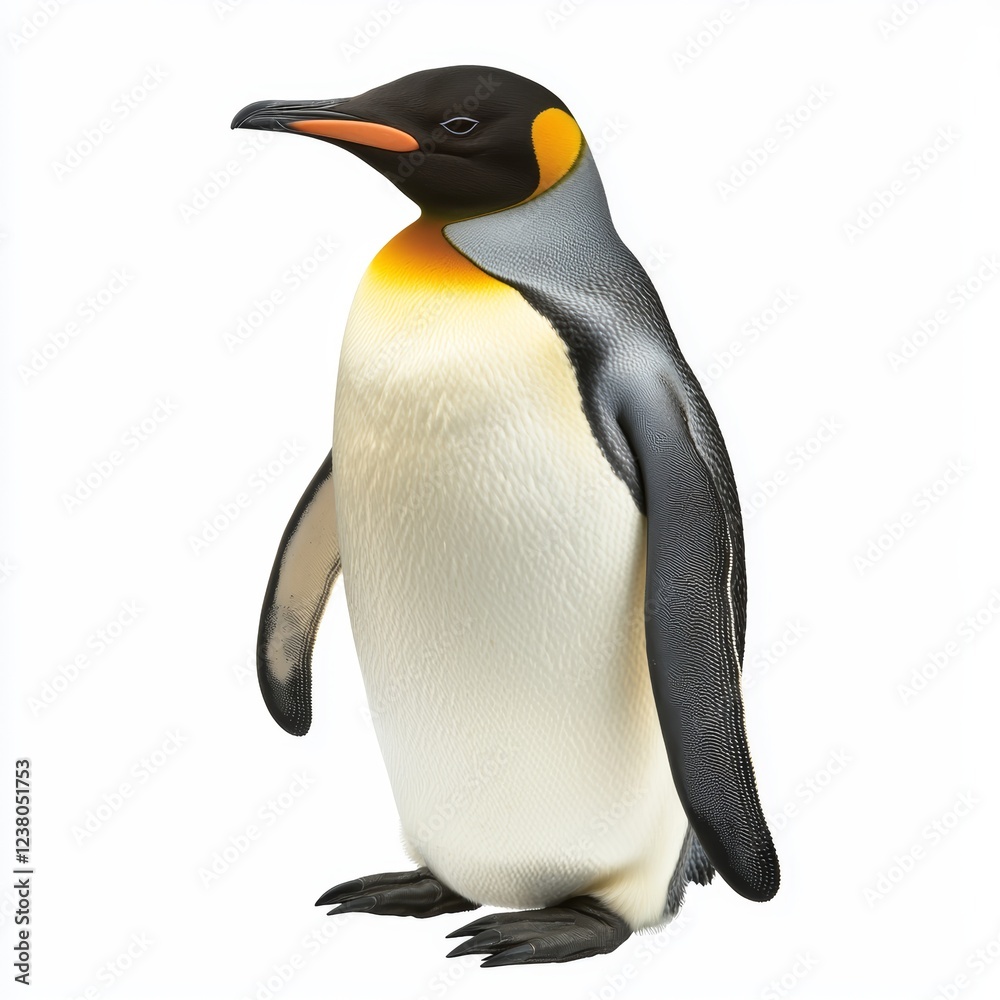 Fototapeta premium Emperor Penguin isolated on white background for wildlife marketing campaigns