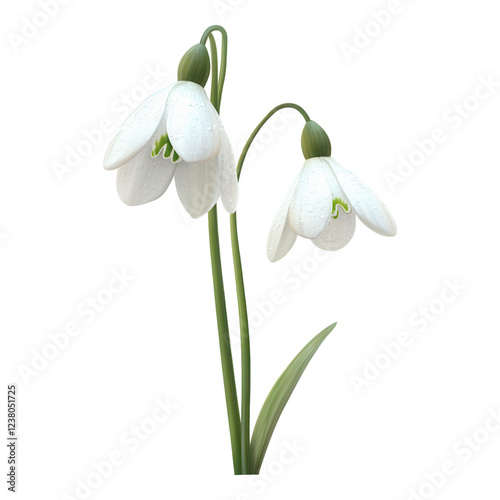 Obraz na płótnie Delicate snowdrop blossom, elegant white petals, transparent backdrop, perfect for digital designs and floral illustrations w salonie