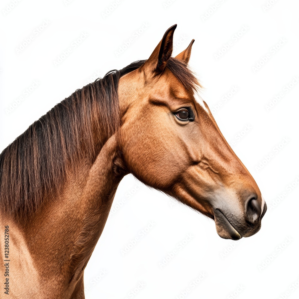 Obraz premium Isolated Horse on White Background for Equestrian Marketing Campaigns