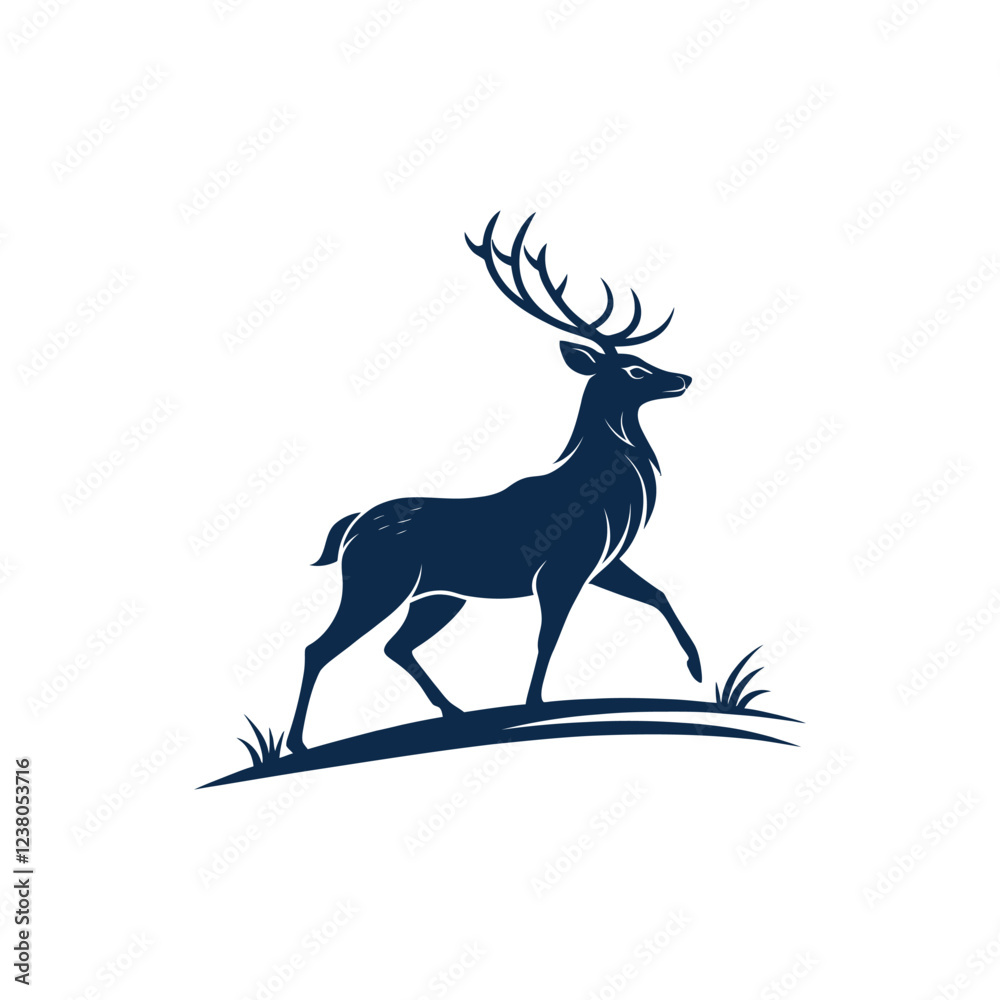 Fototapeta premium deer silhouette vector line art logo design