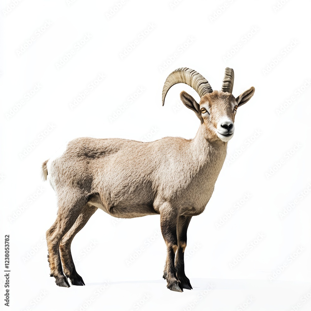 Mountain Goat Isolated on White Background for Wildlife Marketing Mountain Goat Isolated on White Background for Wildlife Marketing