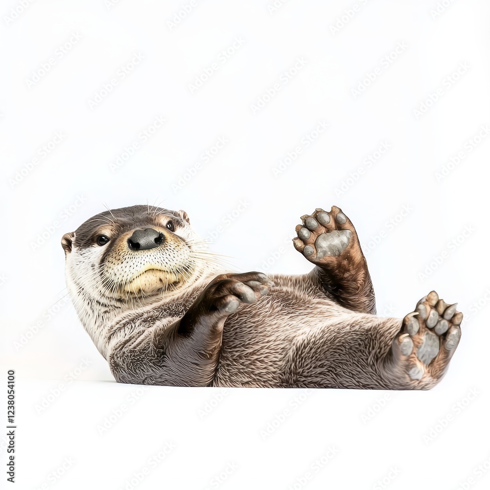 Otter isolated on white background for marketing campaigns Otter isolated on white background for marketing campaigns