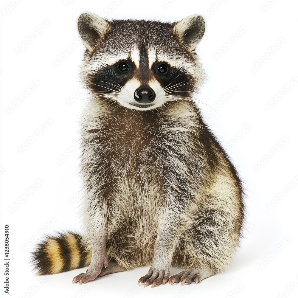 Raccoon isolated on white background for marketing campaigns Raccoon isolated on white background for marketing campaigns