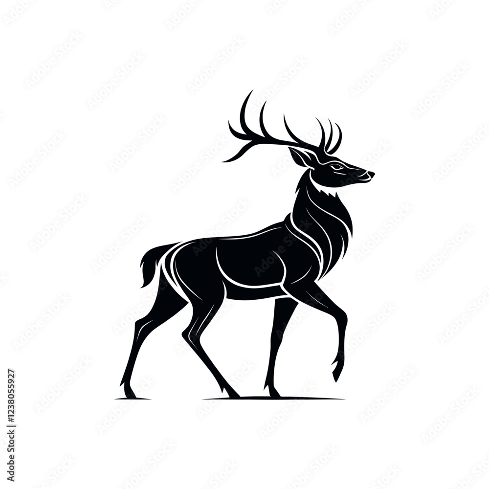 Fototapeta premium deer silhouette vector line art logo design