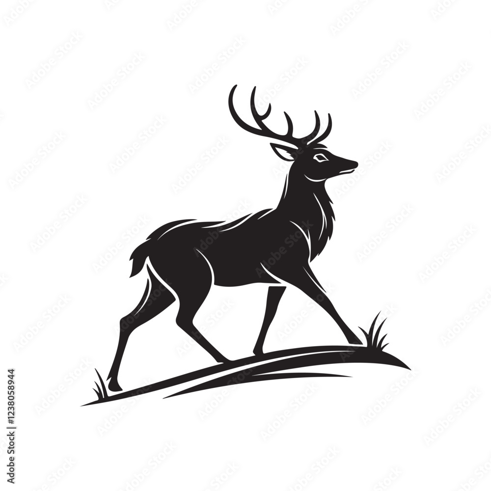 Fototapeta premium deer silhouette vector line art logo design