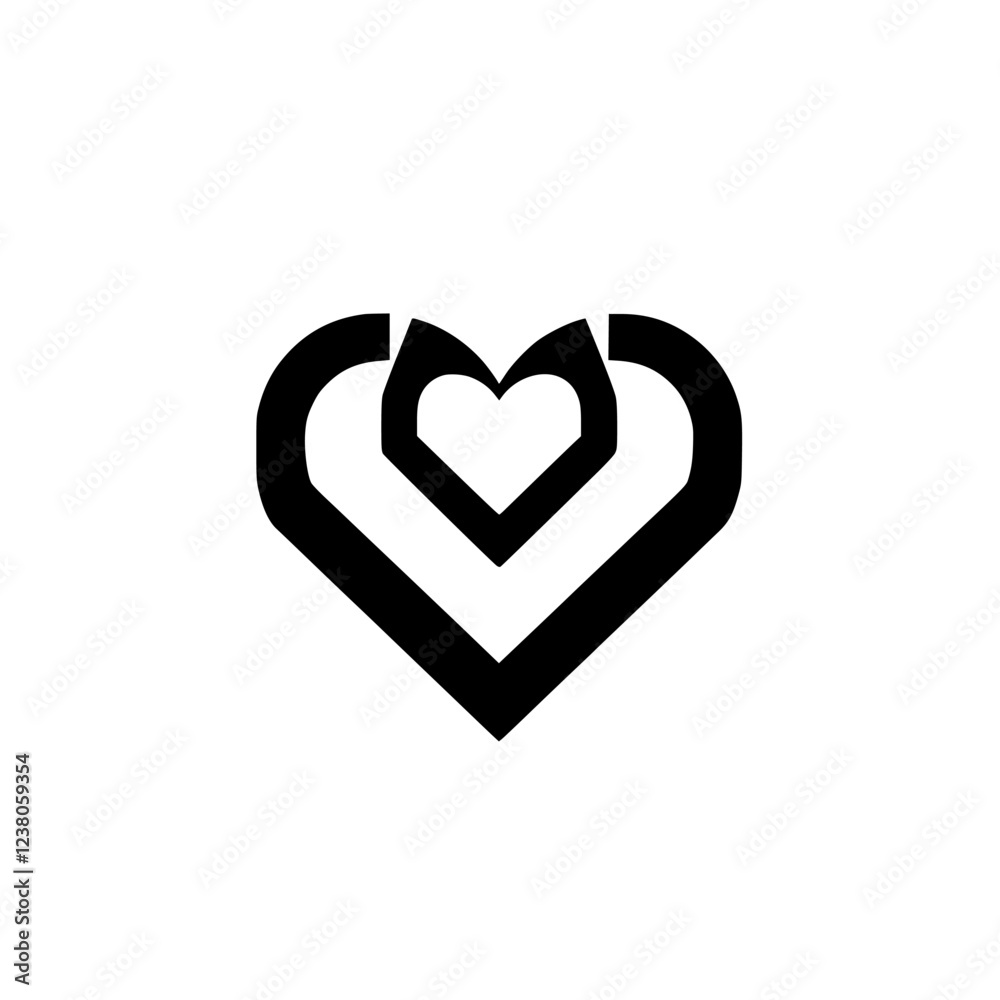 Heart Symbol: Abstract Black and White Geometric Love Icon Design. Perfect for Valentines, Romance, and Minimalist Branding. Heart Symbol: Abstract Black and White Geometric Love Icon Design. Perfect for Valentines, Romance, and Minimalist Branding.