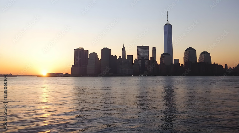 Fototapeta premium new york city skyline at sunset