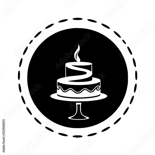 A delectable two-layered cake, adorned with a single candle, sits elegantly on a cake stand. This image evokes feelings of celebration, joy, and the sweetness of life's special moments.